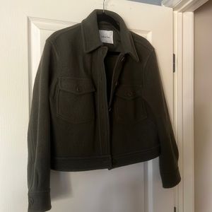 The Ganna Cropped Shirt Jacket in Dark Olive